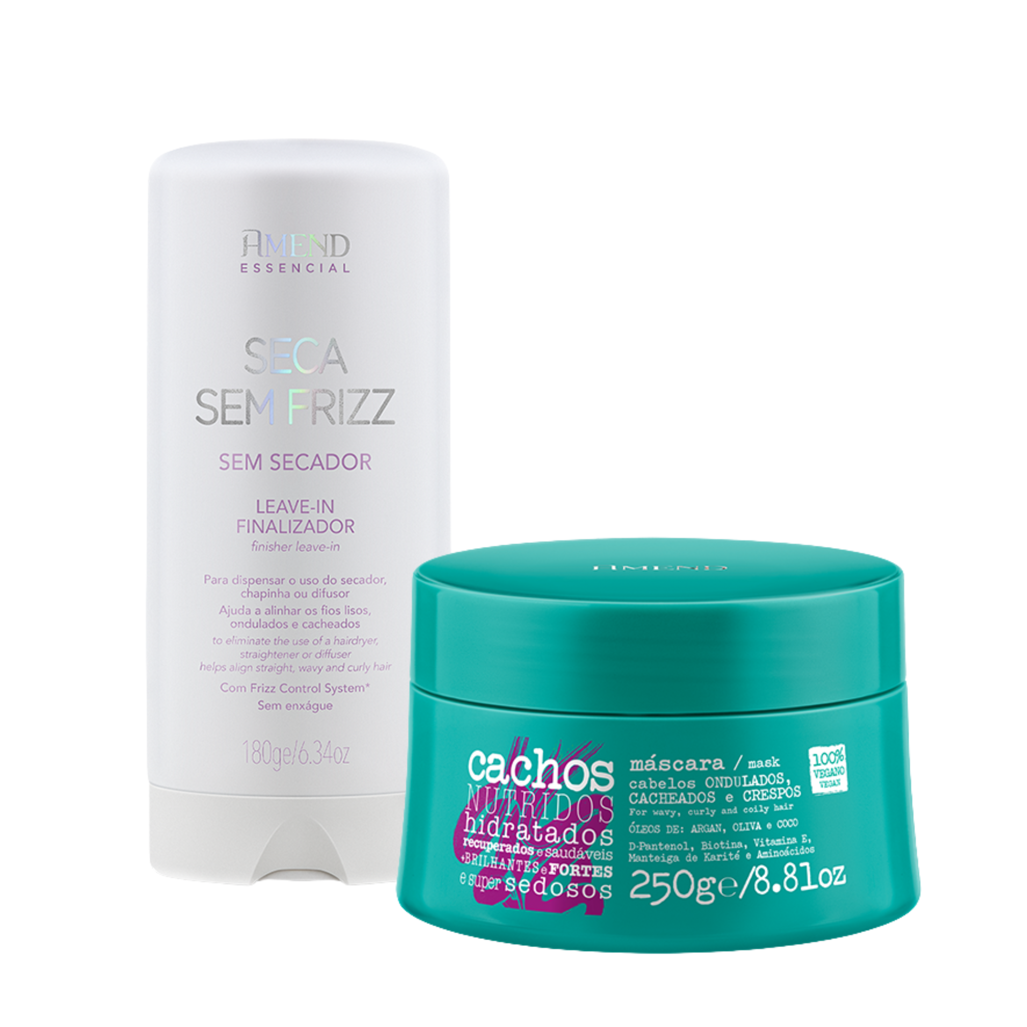 Kit Seca Sem Frizz e Máscara Cachos | 2 produtos